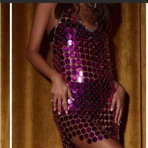12th Tribe Purple Sequin Backless Mini Dress